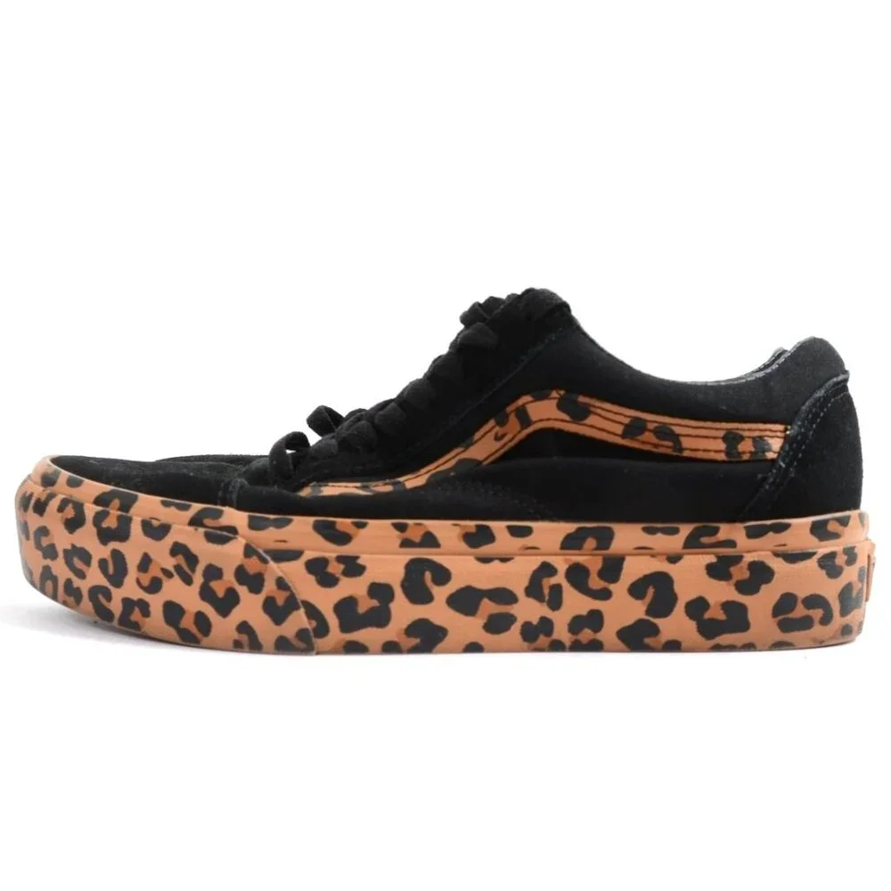 Vans Old Skool Women's 8.5 Men's 7 Platform Leopard Print Trim Low-top Sneakers - Picture 5 of 10